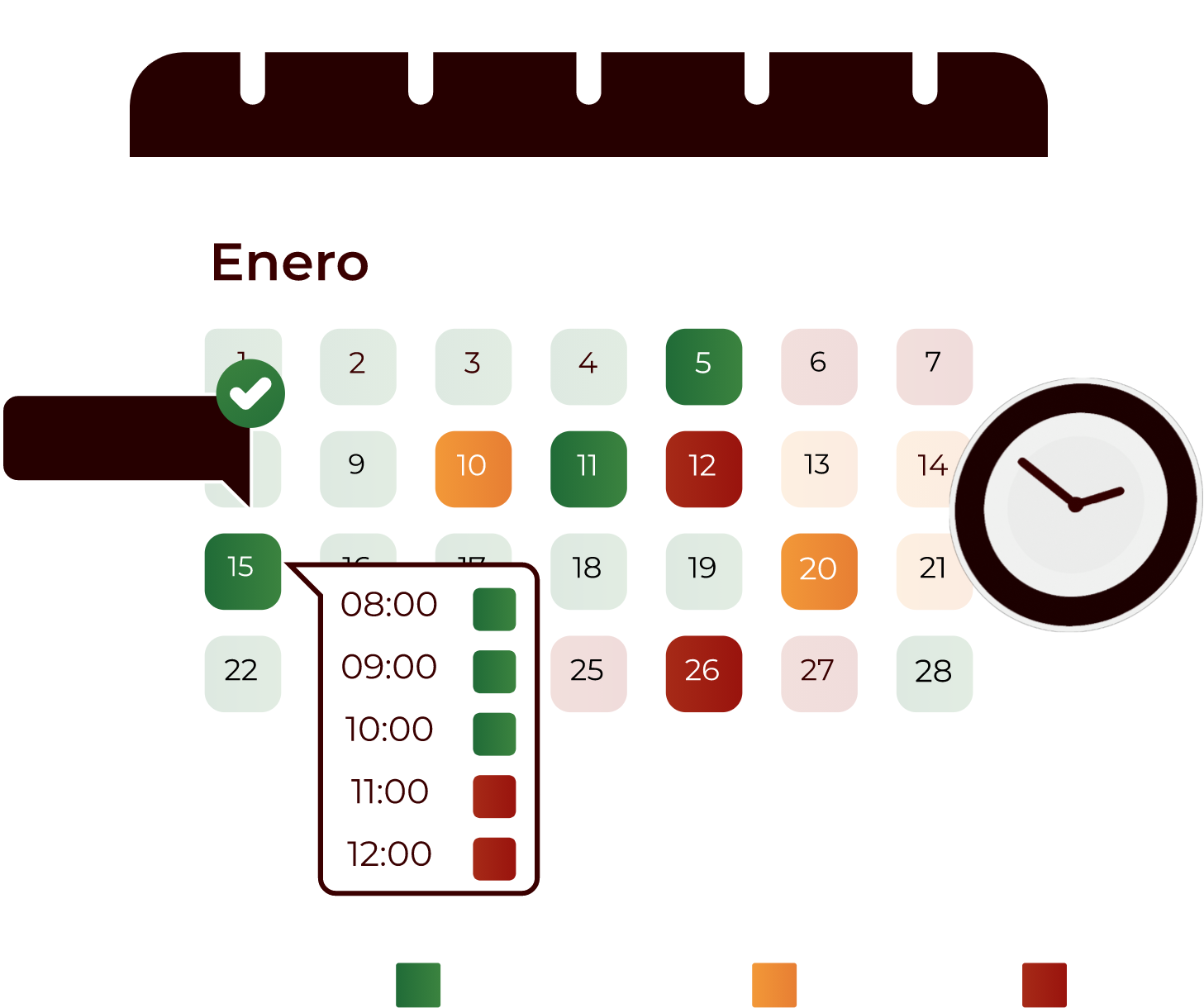 Calendario con categorías Educación / Promoción / Ventas